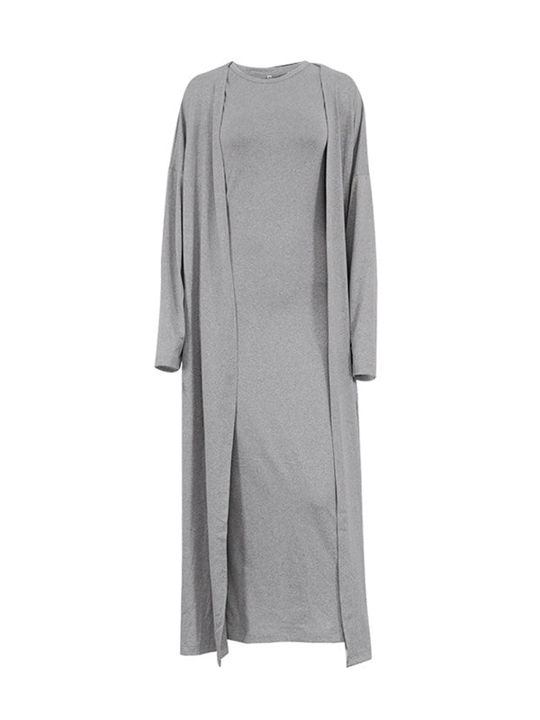 Long Sleeves  Dress + Bodycon Outerwear Set
