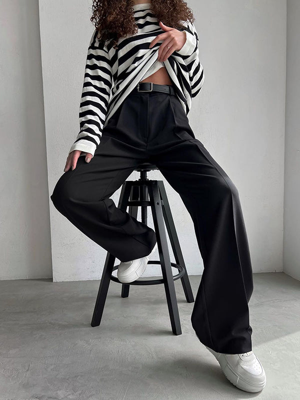 High Waisted Loose  Suit Trousers