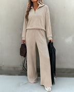 2 Pieces Outfit Casual Ribbed Set