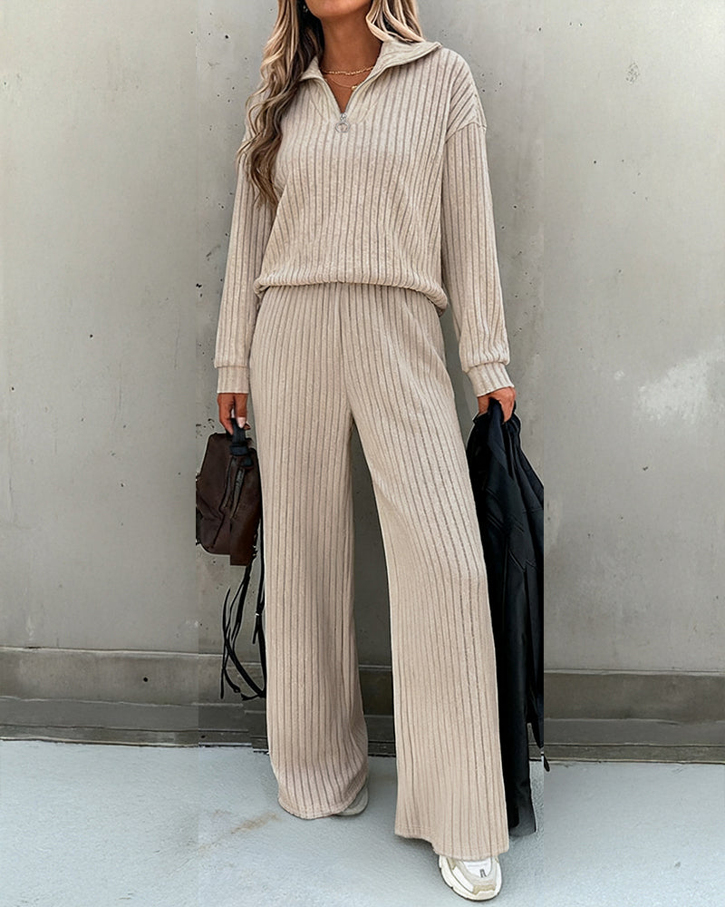 2 Pieces Outfit Casual Ribbed Set