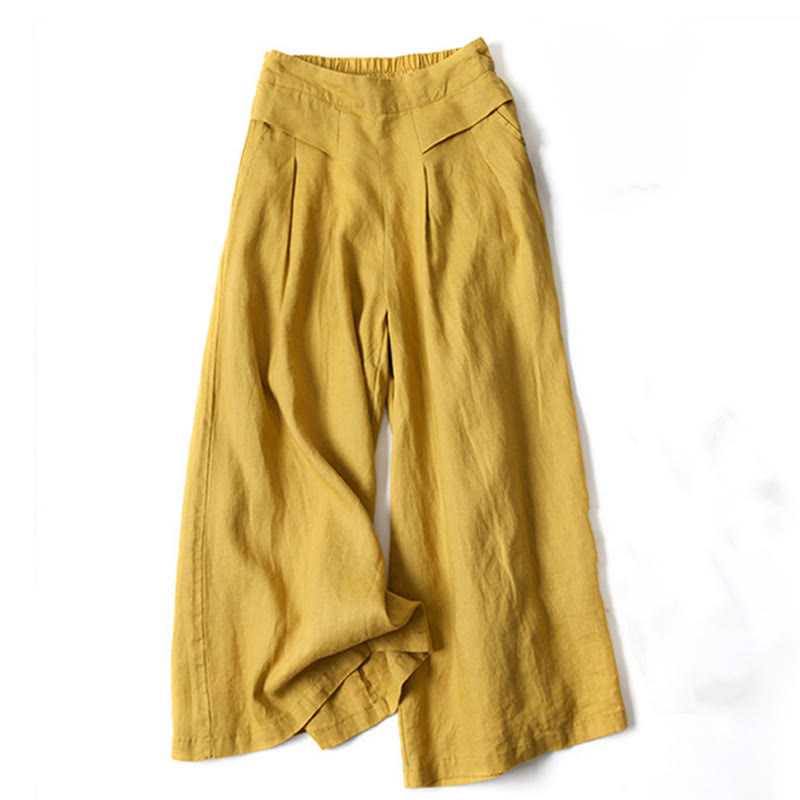 Women’s High Waist Wide Leg Trousers with Pleats and Side Pockets
