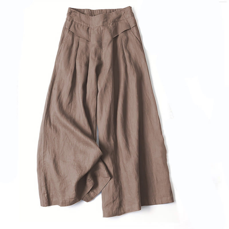 Women’s High Waist Wide Leg Trousers with Pleats and Side Pockets