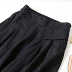 Women’s High Waist Wide Leg Trousers with Pleats and Side Pockets