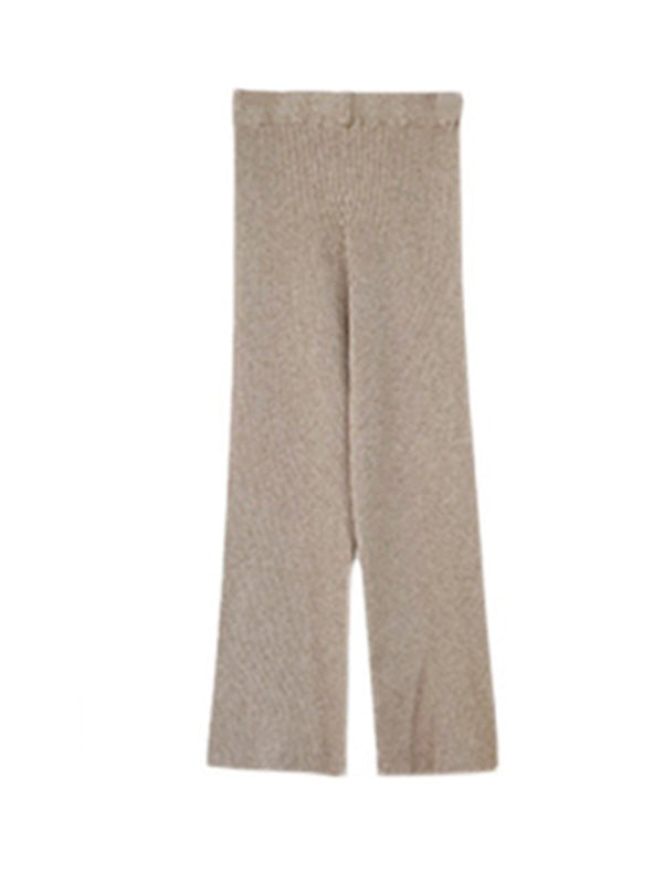 Loose Round-Neck Sweater& Wide Leg Pants