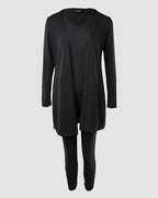 3 Piece Lounge Set Crewneck Sleeveless Tank Top Long Sleeve Open Front Coat Pants Sweatsuit