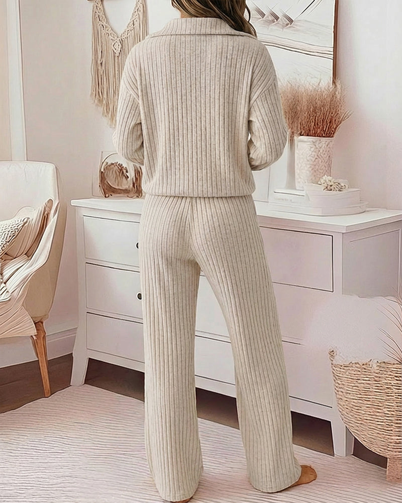 2 Pieces Outfit Casual Ribbed Set