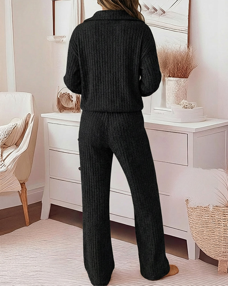 2 Pieces Outfit Casual Ribbed Set