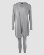 3 Piece Lounge Set Crewneck Sleeveless Tank Top Long Sleeve Open Front Coat Pants Sweatsuit