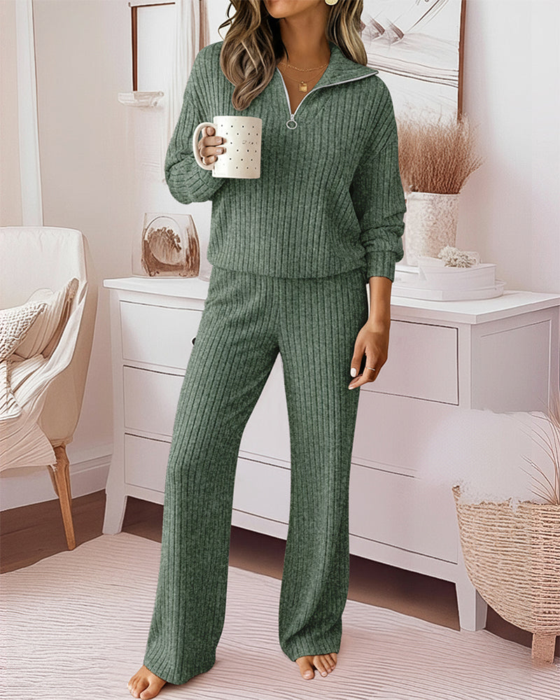 2 Pieces Outfit Casual Ribbed Set