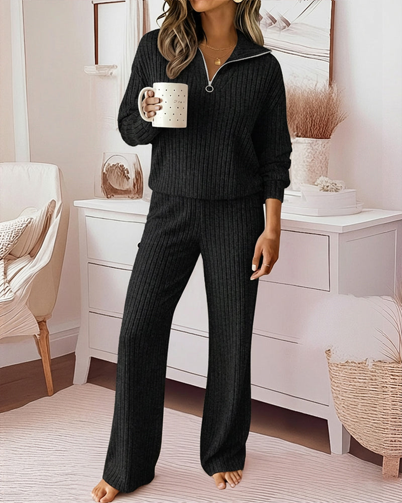 2 Pieces Outfit Casual Ribbed Set