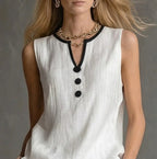 Contrast Trim Linen Set