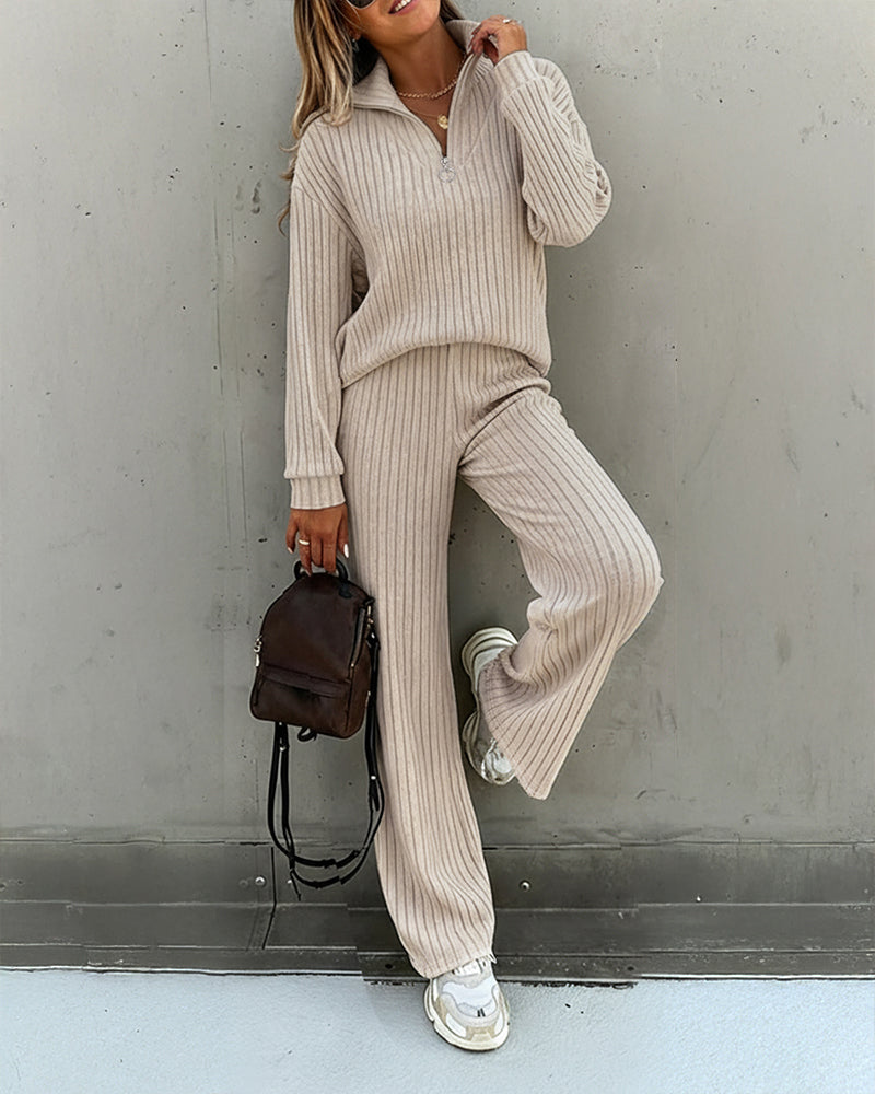 2 Pieces Outfit Casual Ribbed Set