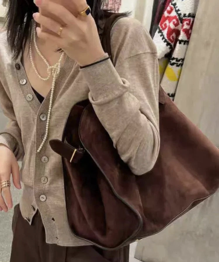 Brown Large Capacity Handbag