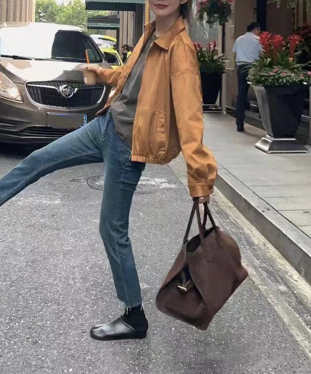 Brown Large Capacity Handbag