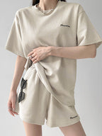 Round-Neck T-Shirt +  Shorts Two Pieces Set