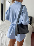 Long Sleeves Buttoned Pleated Romper