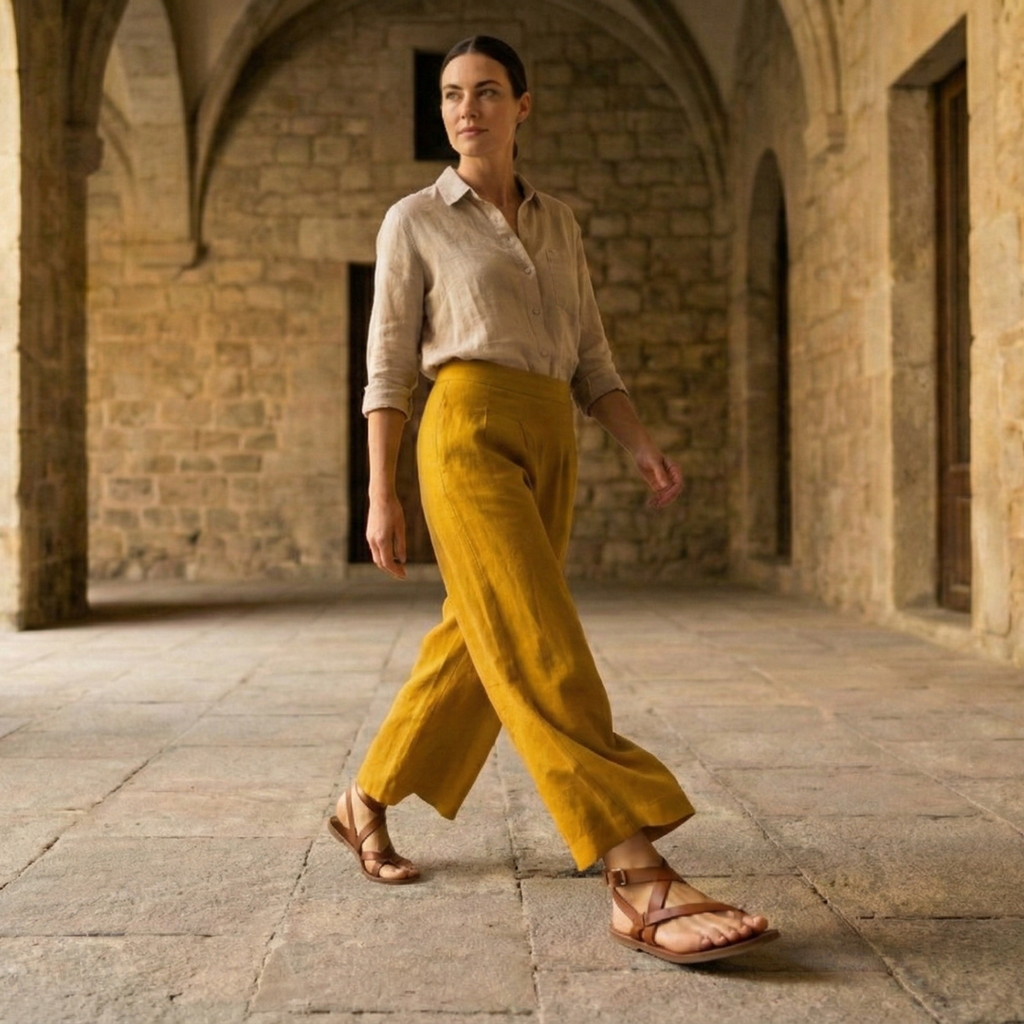 Women’s High Waist Wide Leg Trousers with Pleats and Side Pockets