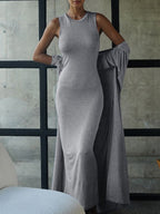 Long Sleeves  Dress + Bodycon Outerwear Set