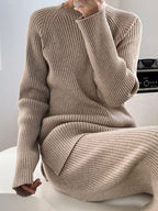 Loose Round-Neck Sweater& Wide Leg Pants