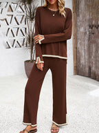 Contrast Color Split Sweater  +  Pants