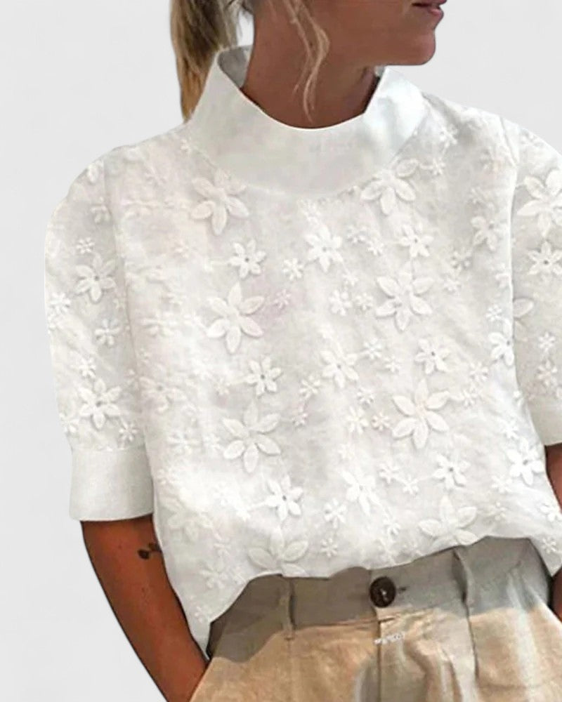 Elegant Blouse with Stand Collar