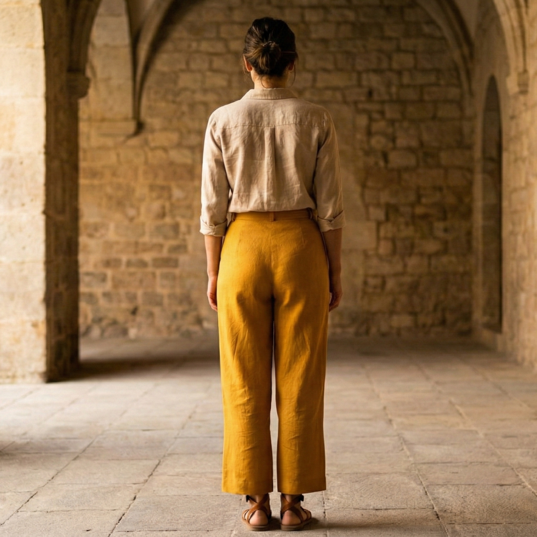 Women’s High Waist Wide Leg Trousers with Pleats and Side Pockets