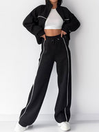 Contrast Color Line Split Two Pieces Set