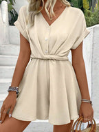 Loose Raglan V-Neck Romper