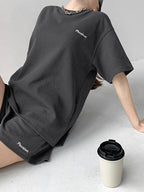 Round-Neck T-Shirt +  Shorts Two Pieces Set