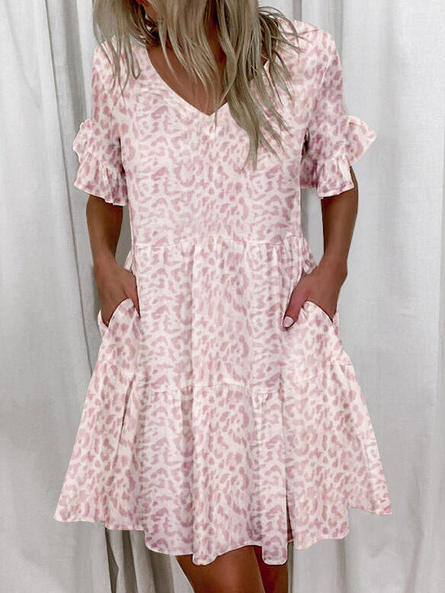 A-Line Pockets  V-Neck Midi Dresses