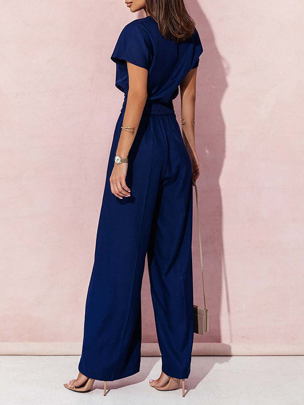 High Waisted  Belted  Jumpsuit
