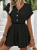 Loose Raglan V-Neck Romper