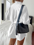Long Sleeves Buttoned Pleated Romper