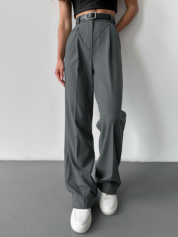 High Waisted Loose  Suit Trousers