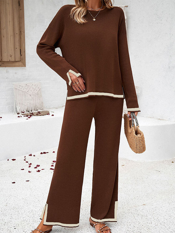 Contrast Color Split Sweater  +  Pants