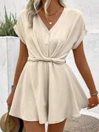Loose Raglan V-Neck Romper