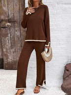 Contrast Color Split Sweater  +  Pants
