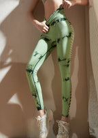 Art Green Tie Dye Butt Scrunch Capri Athletic Leggings