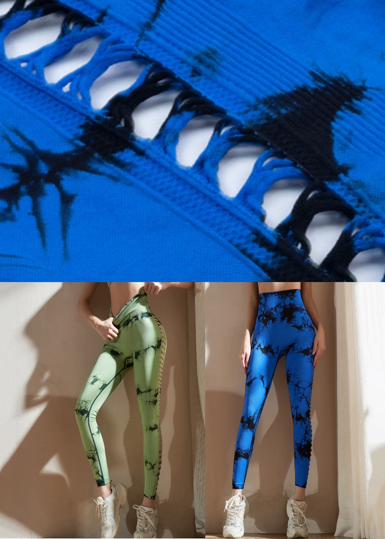 Art Green Tie Dye Butt Scrunch Capri Athletic Leggings