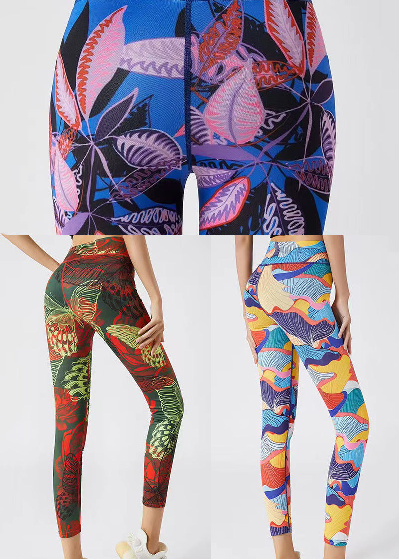Art Navy Print Seamless Capri Dri Fit Leggings