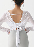 White  Backless Thin Yoga Top