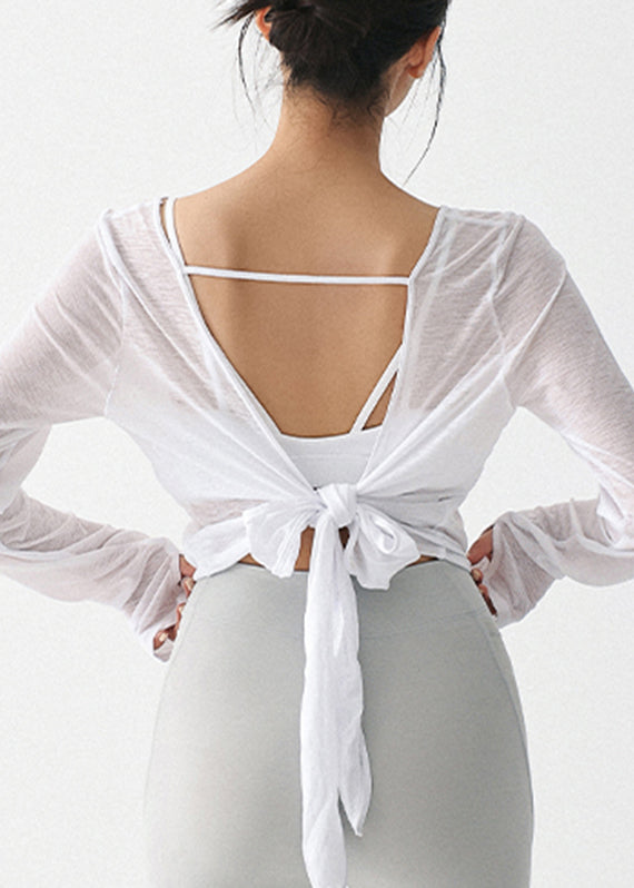 White  Backless Thin Yoga Top