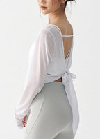 White  Backless Thin Yoga Top