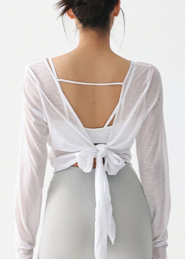 White  Backless Thin Yoga Top