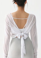 White  Backless Thin Yoga Top