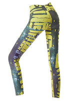 Best Yellow Print High Waist Capri Running Leggings