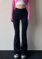 Black Tummy Control Tie Waist Flare Leggings