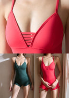 Blackish Green V Neck Tie Waist Yoga One Piece Workout Suit