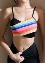 Boho Rainbow Asymmetrical Patchwork Gymshark Bra