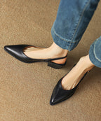 Chic  Sandals Brown Cowhide Leather Pointed Toe